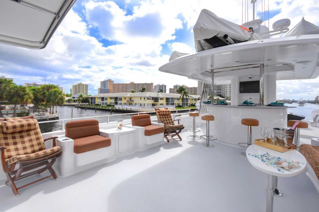 Marbella yacht bridge deck lounge starbord side view